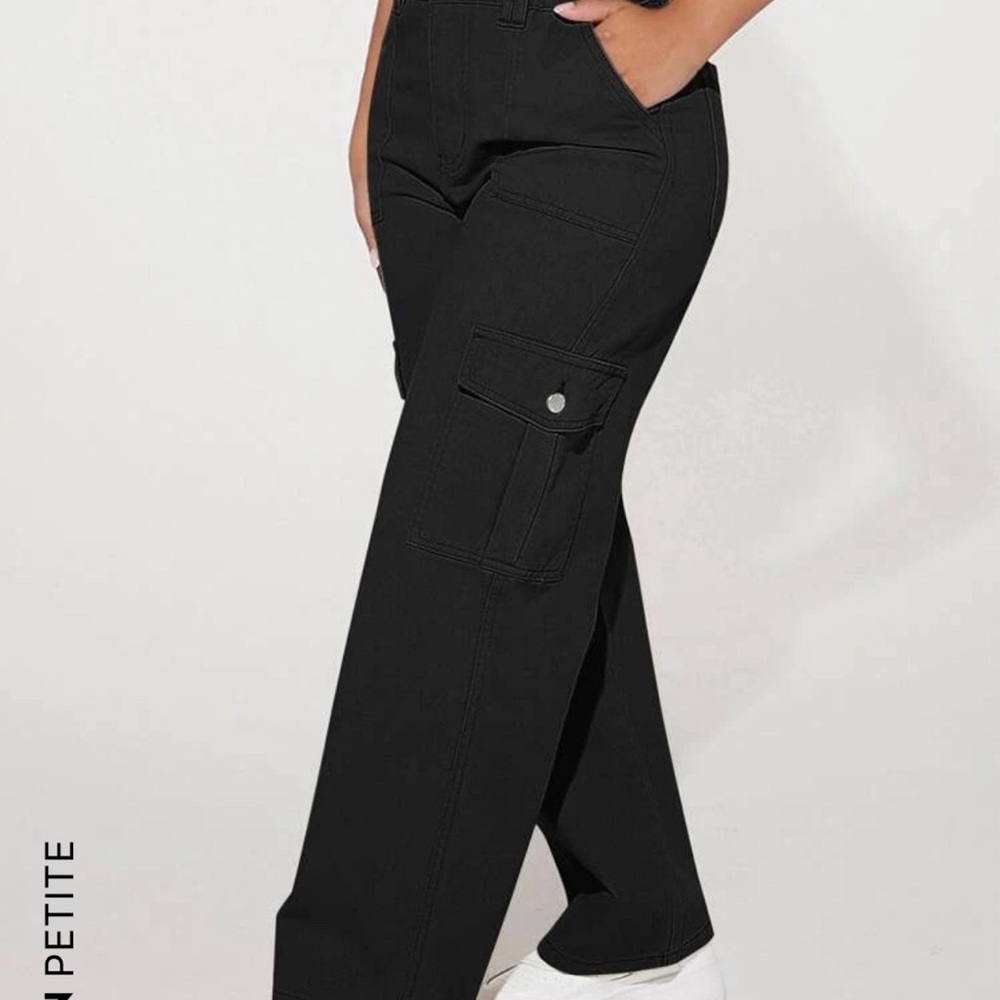 Elegant Black Cargo Pants High Waisted